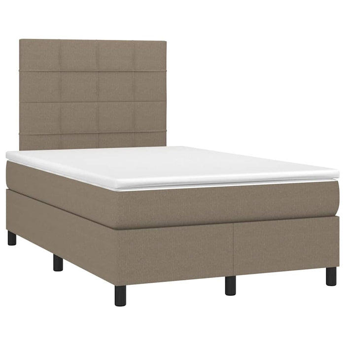 Pat cu arcuri, saltea și LED, gri taupe, 120x190 cm, textil - WALTI WALTI
