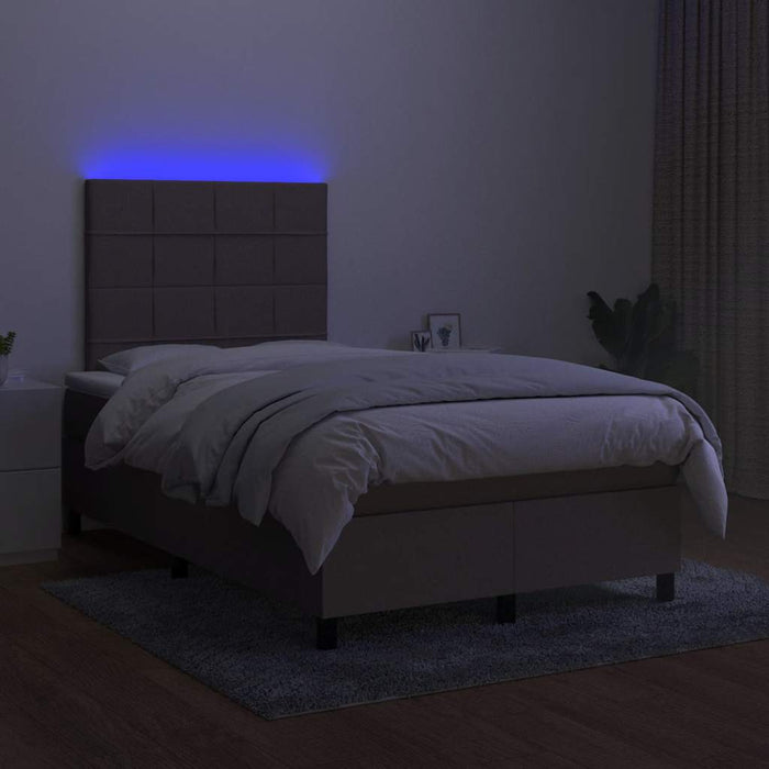 Pat cu arcuri, saltea și LED, gri taupe, 120x190 cm, textil - WALTI WALTI