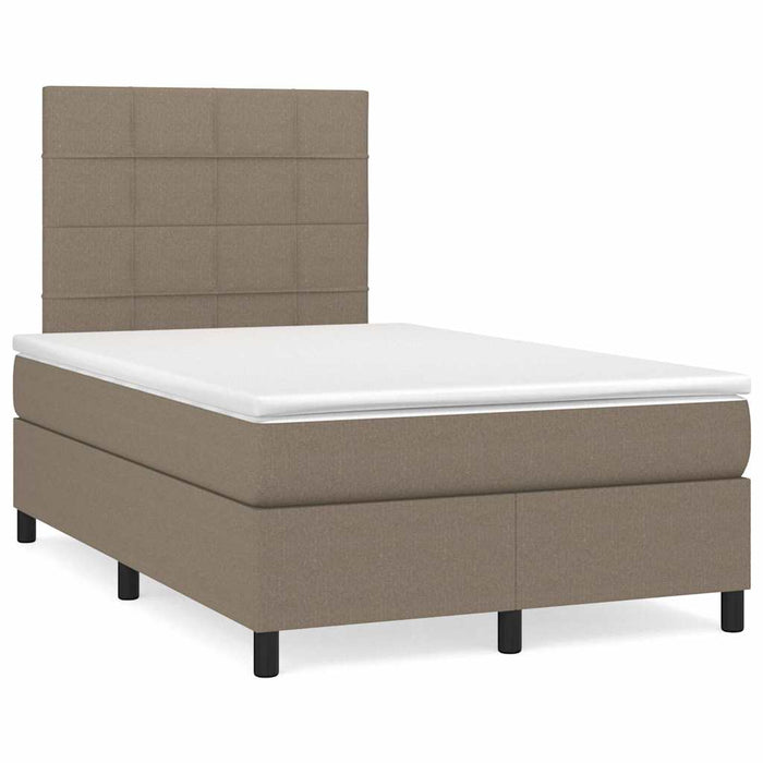 Pat cu arcuri, saltea și LED, gri taupe, 120x190 cm, textil - WALTI WALTI