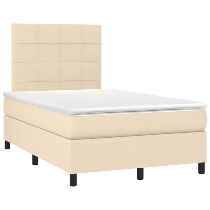 Pat cu arcuri, saltea și LED, crem, 120x190 cm, textil - WALTI WALTI