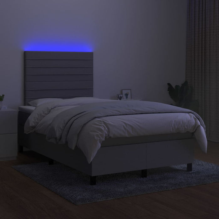 Pat cu arcuri, saltea și LED, gri deschis, 120x190 cm, textil - WALTI WALTI