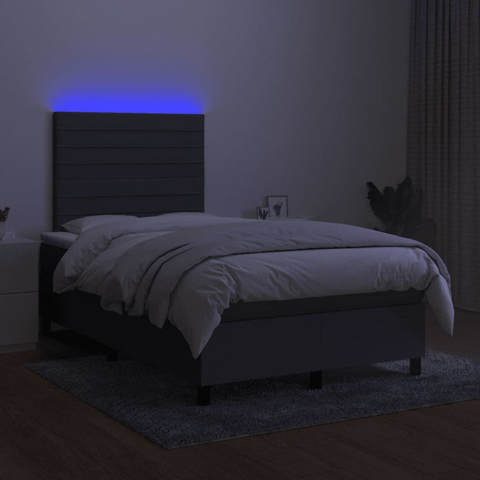 Pat cu arcuri, saltea și LED, gri închis, 120x190 cm, textil - WALTI WALTI