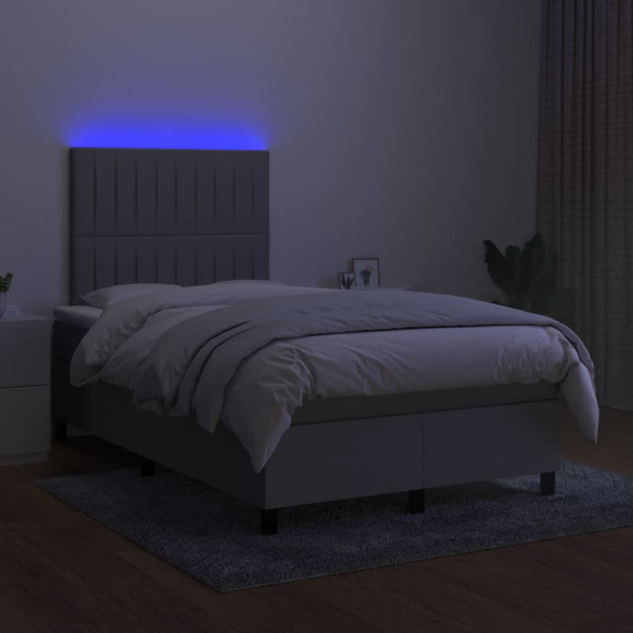 Pat cu arcuri, saltea și LED, gri deschis, 120x190 cm, textil - WALTI WALTI