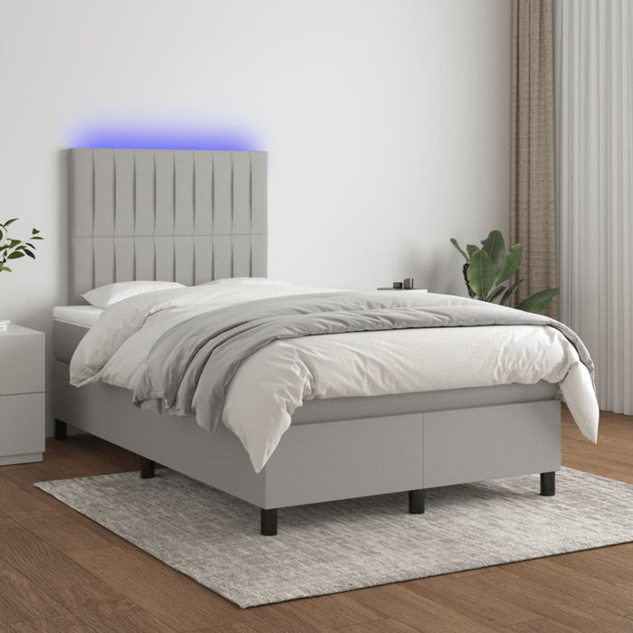 Pat cu arcuri, saltea și LED, gri deschis, 120x190 cm, textil - WALTI WALTI