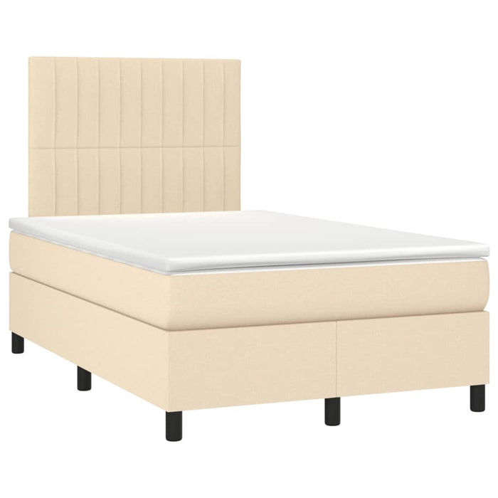 Pat cu arcuri, saltea și LED, crem, 120x190 cm, textil - WALTI WALTI