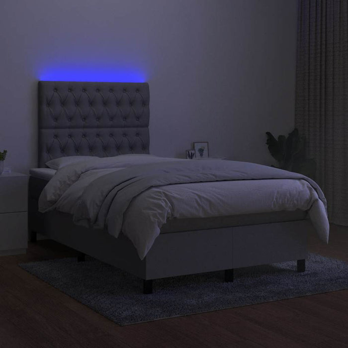 Pat cu arcuri, saltea și LED, gri deschis, 120x190 cm, textil - WALTI WALTI