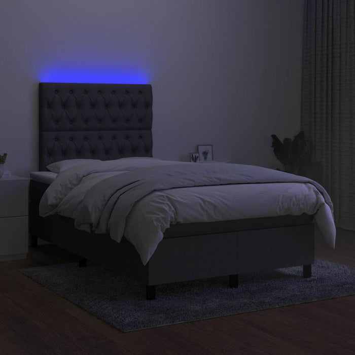 Pat cu arcuri, saltea și LED, gri închis, 120x190 cm, textil - WALTI WALTI