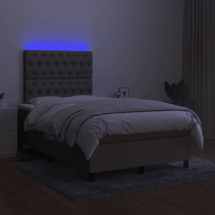 Pat cu arcuri, saltea și LED, gri taupe, 120x190 cm, textil - WALTI WALTI