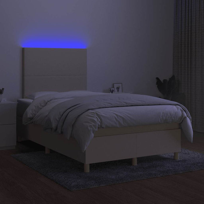 Pat cu arcuri, saltea și LED, crem, 120x190 cm, textil - WALTI WALTI