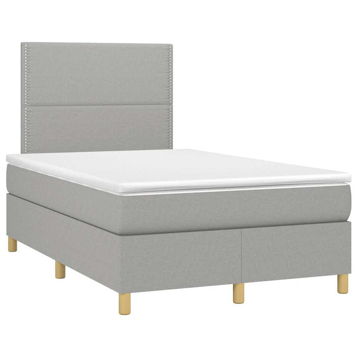 Pat cu arcuri, saltea și LED, gri deschis, 120x190 cm, textil - WALTI WALTI