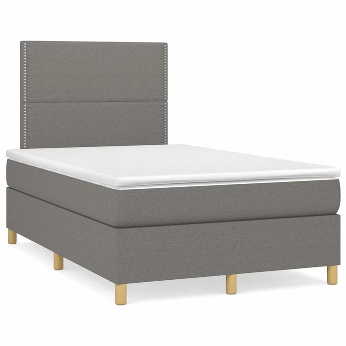 Pat cu arcuri, saltea și LED, gri închis, 120x190 cm, textil - WALTI WALTI