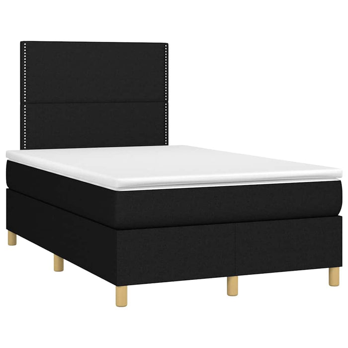 Pat cu arcuri, saltea și LED, negru, 120x190 cm, textil - WALTI WALTI