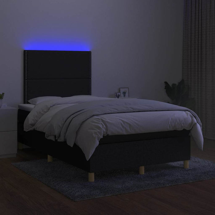 Pat cu arcuri, saltea și LED, negru, 120x190 cm, textil - WALTI WALTI