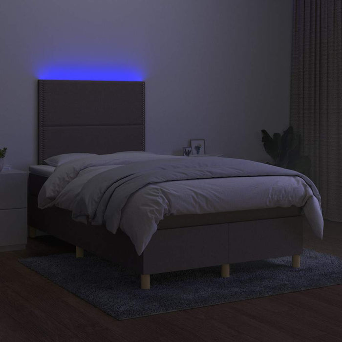 Pat cu arcuri, saltea și LED, gri taupe, 120x190 cm, textil - WALTI WALTI