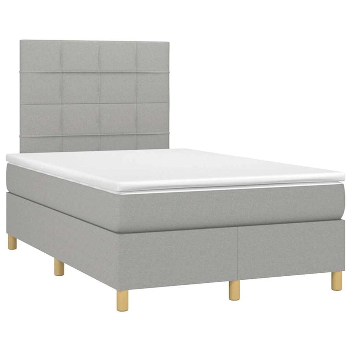 Pat cu arcuri, saltea și LED, gri deschis, 120x190 cm, textil - WALTI WALTI