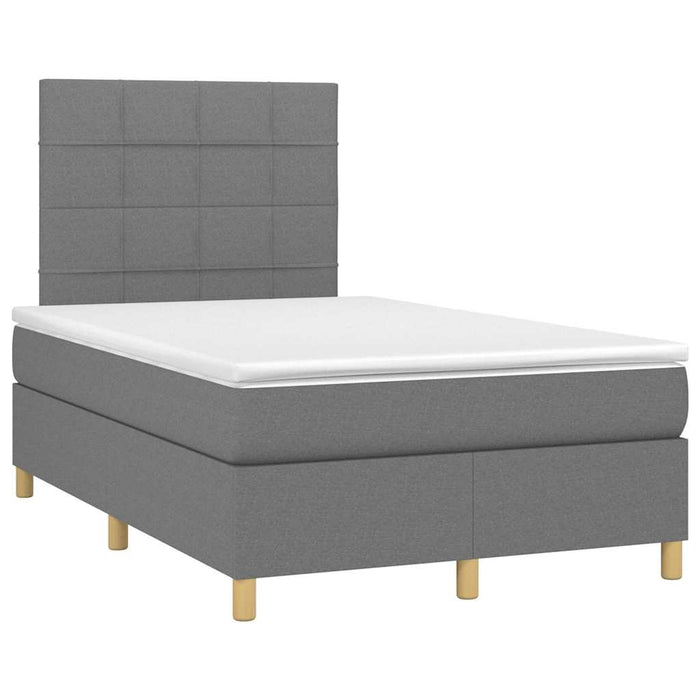 Pat cu arcuri, saltea și LED, gri închis, 120x190 cm, textil - WALTI WALTI