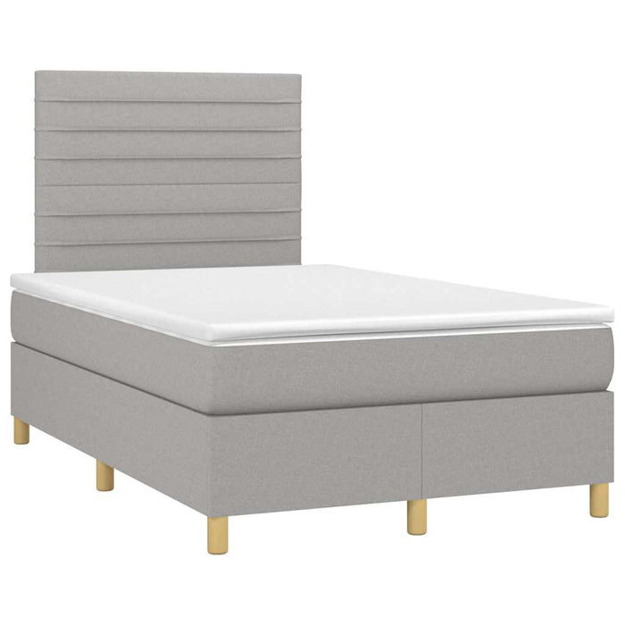Pat cu arcuri, saltea și LED, gri deschis, 120x190 cm, textil - WALTI WALTI