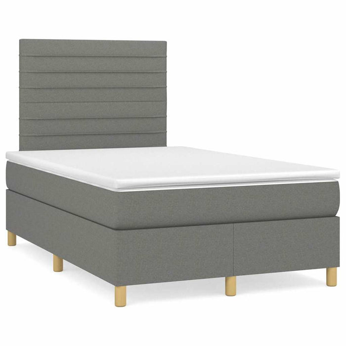 Pat cu arcuri, saltea și LED, gri închis, 120x190 cm, textil - WALTI WALTI