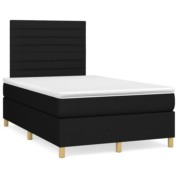 Pat cu arcuri, saltea și LED, negru, 120x190 cm, textil - WALTI WALTI