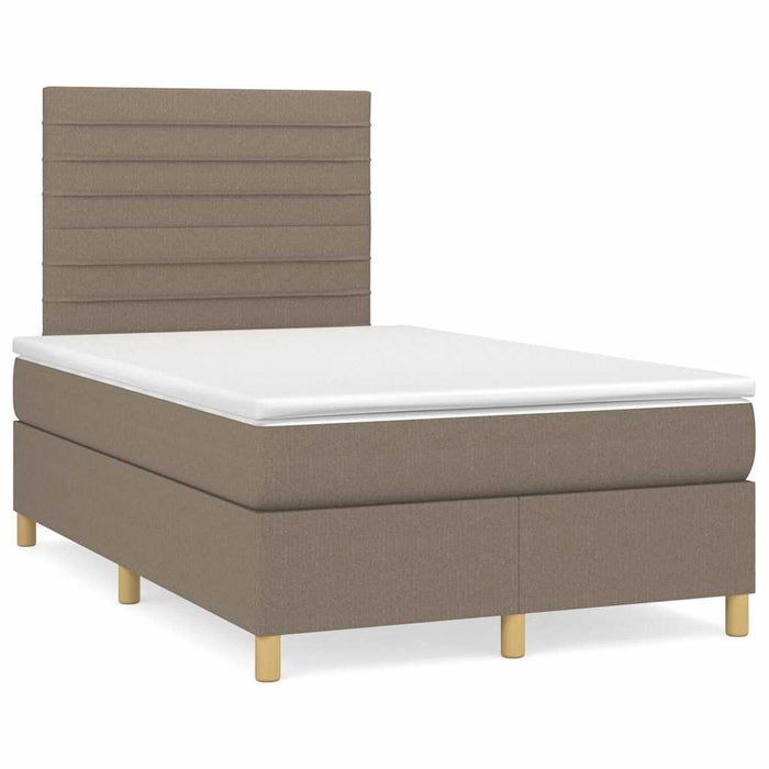 Pat cu arcuri, saltea și LED, gri taupe, 120x190 cm, textil - WALTI WALTI