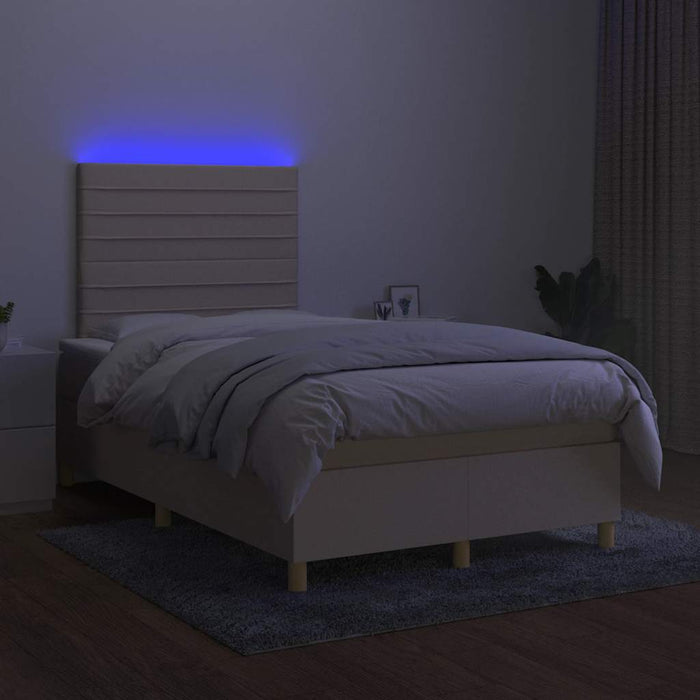 Pat cu arcuri, saltea și LED, crem, 120x190 cm, textil - WALTI WALTI