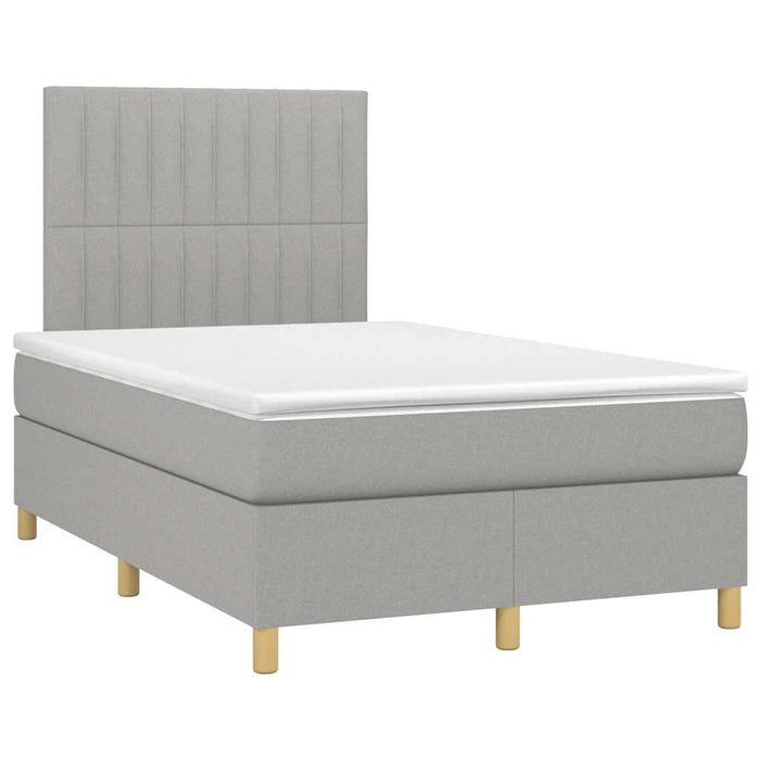 Pat cu arcuri, saltea și LED, gri deschis, 120x190 cm, textil - WALTI WALTI
