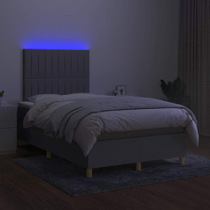 Pat cu arcuri, saltea și LED, gri deschis, 120x190 cm, textil - WALTI WALTI