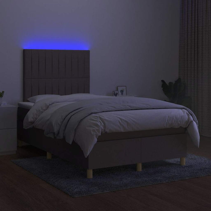 Pat cu arcuri, saltea și LED, gri taupe, 120x190 cm, textil - WALTI WALTI