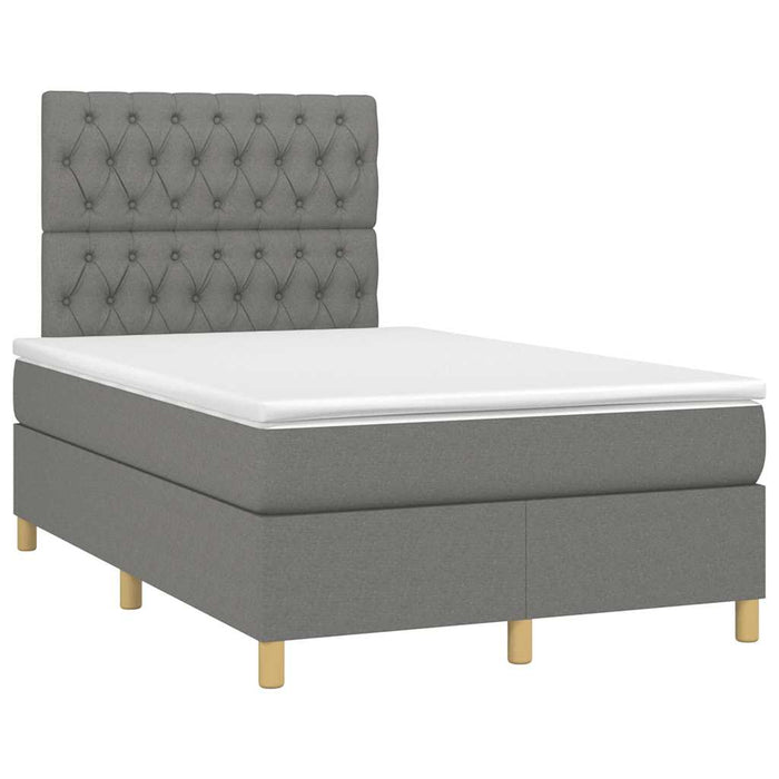 Pat cu arcuri, saltea și LED, gri închis, 120x190 cm, textil - WALTI WALTI