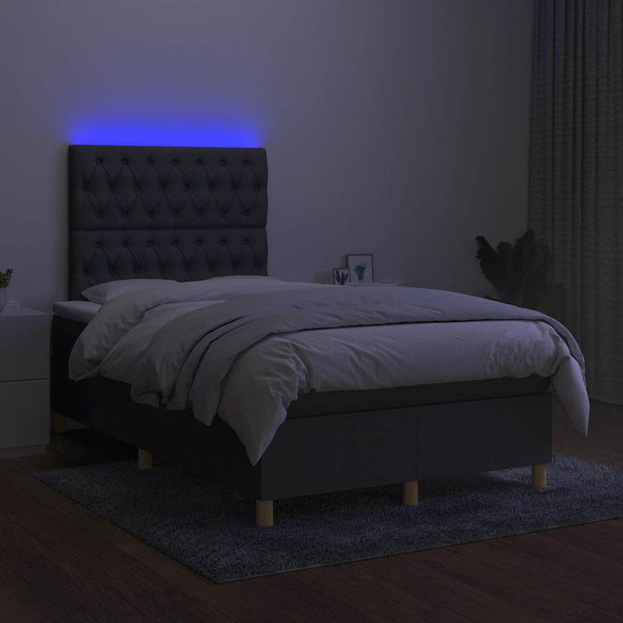 Pat cu arcuri, saltea și LED, gri închis, 120x190 cm, textil - WALTI WALTI