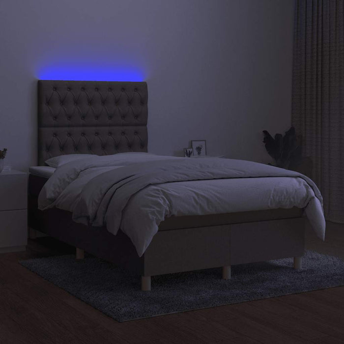 Pat cu arcuri, saltea și LED, gri taupe, 120x190 cm, textil - WALTI WALTI