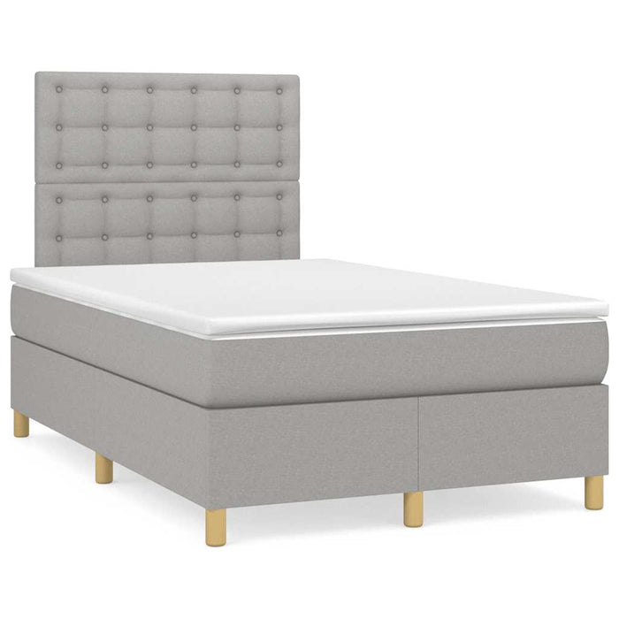 Pat cu arcuri, saltea și LED, gri deschis, 120x190 cm, textil - WALTI WALTI