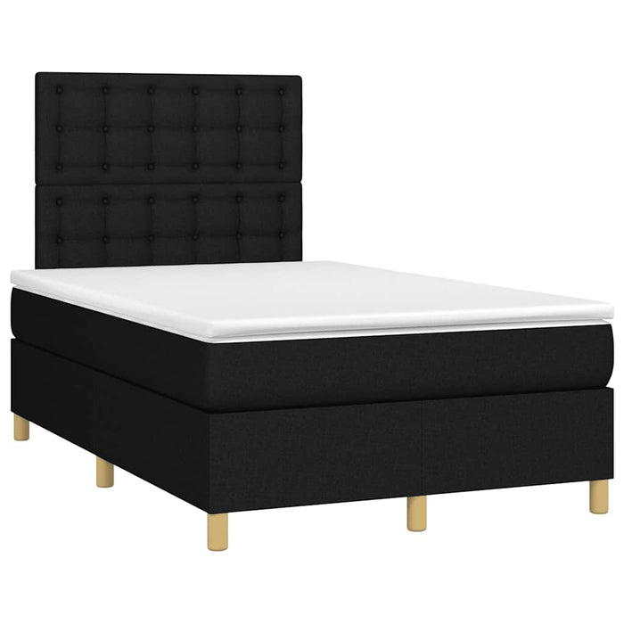 Pat cu arcuri, saltea și LED, negru, 120x190 cm, textil - WALTI WALTI