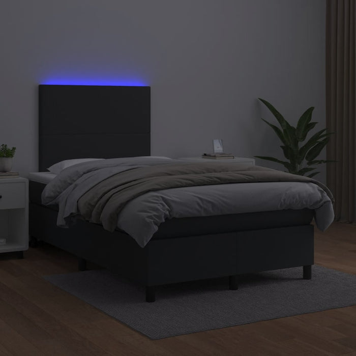 Pat box spring cu saltea și LED, negru, 120x190 cm, piele eco - WALTI WALTI