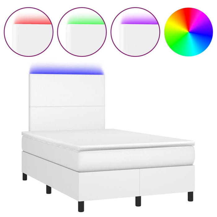 Pat box spring cu saltea și LED, alb, 120x190 cm, piele eco - WALTI WALTI