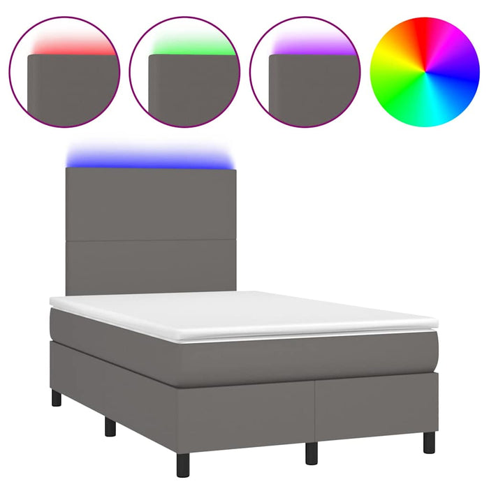 Pat cu arcuri, cu saltea și LED, gri, 120x190 cm, piele eco - WALTI WALTI