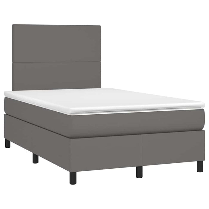 Pat cu arcuri, cu saltea și LED, gri, 120x190 cm, piele eco - WALTI WALTI