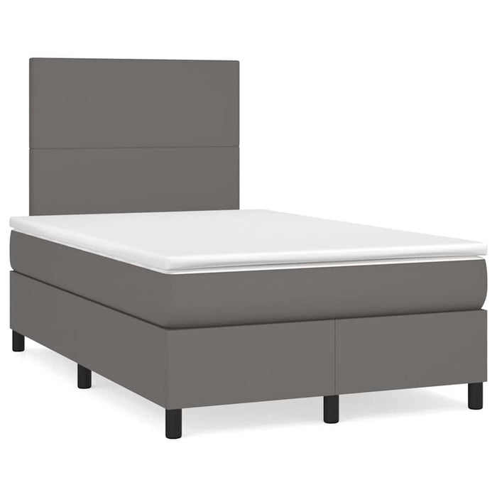 Pat cu arcuri, cu saltea și LED, gri, 120x190 cm, piele eco - WALTI WALTI