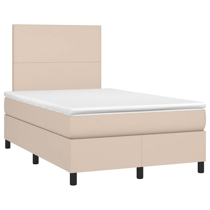 Pat cu arcuri, cu saltea și LED cappuccino 120x190 cm piele eco - WALTI WALTI