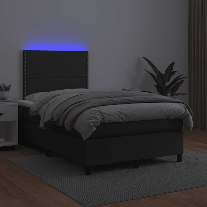 Pat box spring cu saltea și LED, negru, 120x190 cm, piele eco - WALTI WALTI