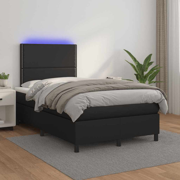 Pat box spring cu saltea și LED, negru, 120x190 cm, piele eco - WALTI WALTI