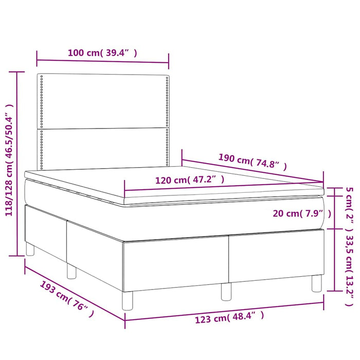 Pat box spring cu saltea și LED, negru, 120x190 cm, piele eco - WALTI WALTI