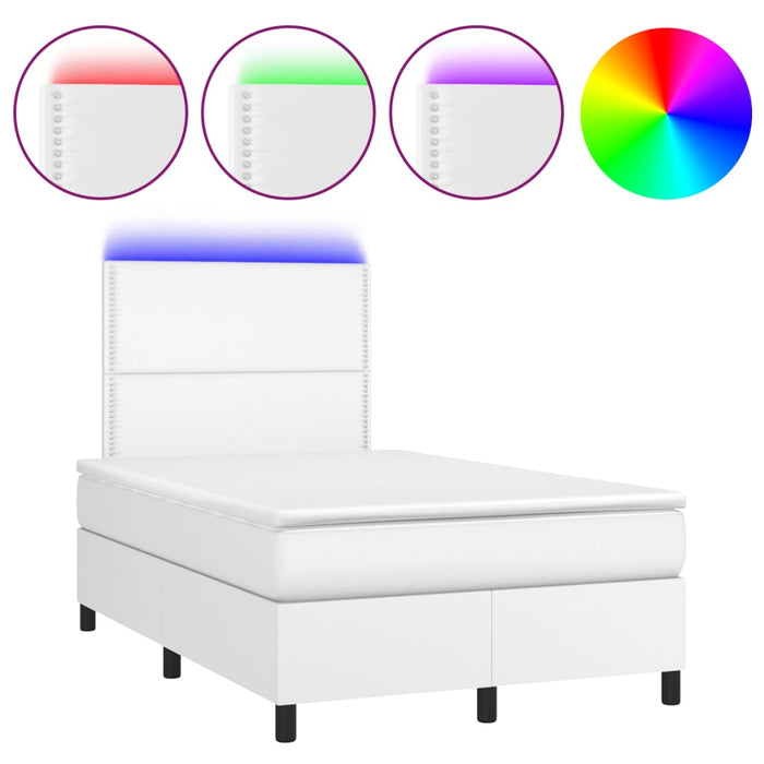 Pat box spring cu saltea și LED, alb, 120x190 cm, piele eco - WALTI WALTI