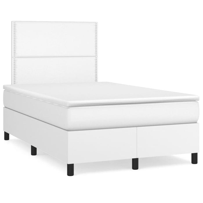 Pat box spring cu saltea și LED, alb, 120x190 cm, piele eco - WALTI WALTI