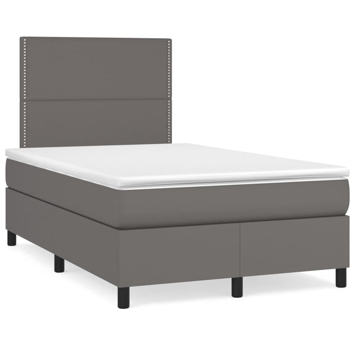 Pat cu arcuri, cu saltea & LED, gri, 120x190 cm, piele eco - WALTI WALTI