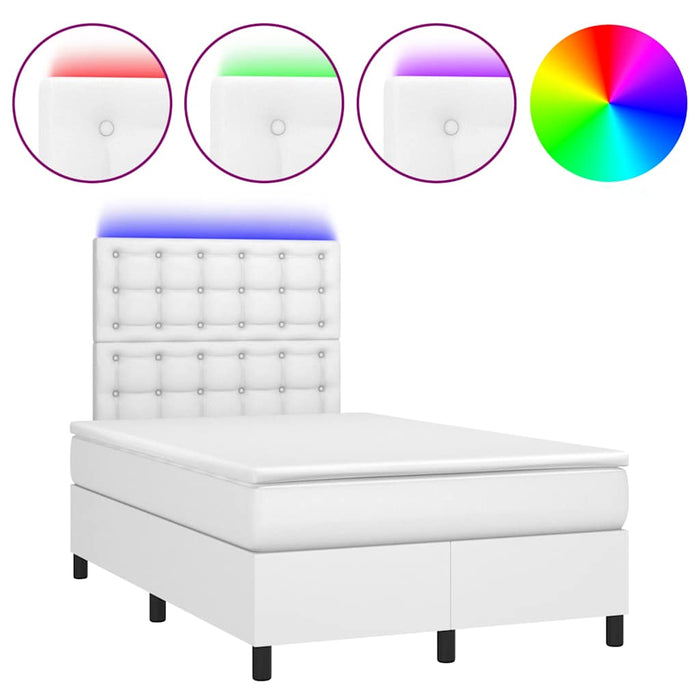 Pat box spring cu saltea și LED, alb, 120x190 cm, piele eco - WALTI WALTI