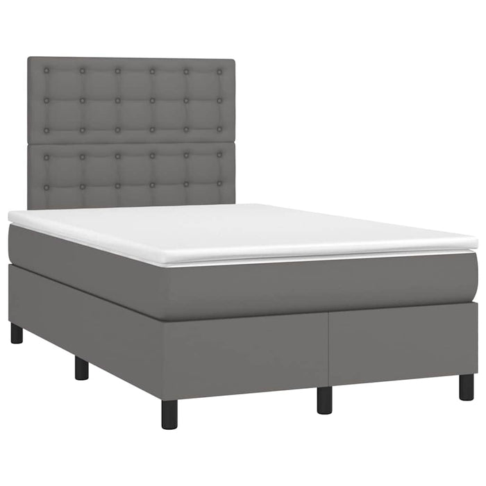 Pat cu arcuri, cu saltea și LED, gri, 120x190 cm, piele eco - WALTI WALTI