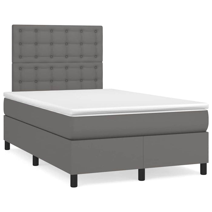 Pat cu arcuri, cu saltea și LED, gri, 120x190 cm, piele eco - WALTI WALTI