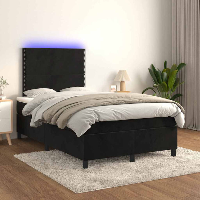 Pat cu arcuri, saltea și LED, negru, 120x190 cm, catifea - WALTI WALTI