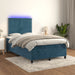 Pat box spring cu saltea/LED albastru închis 120x190cm catifea - WALTI WALTI